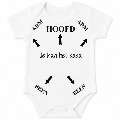 Rompertje met tekst - Hoofd arm been. Je kunt het pap